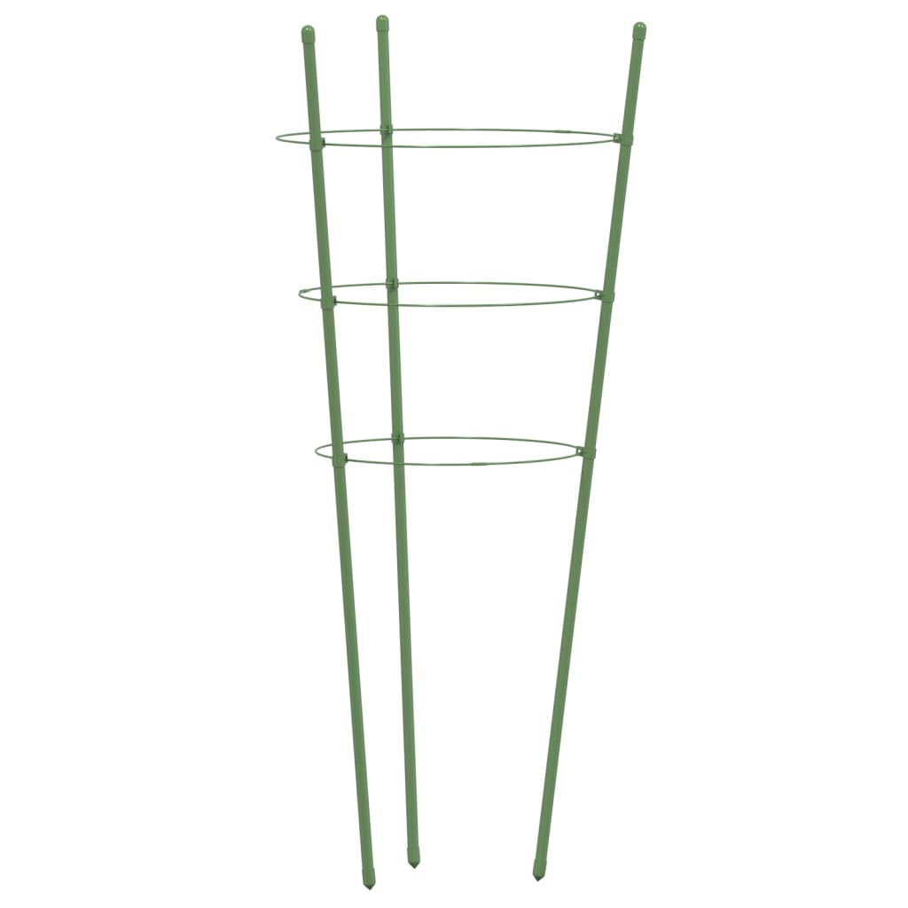 Opory pro zahradní rostliny se 3 kroužky 5 ks zelené 45 cm ocel