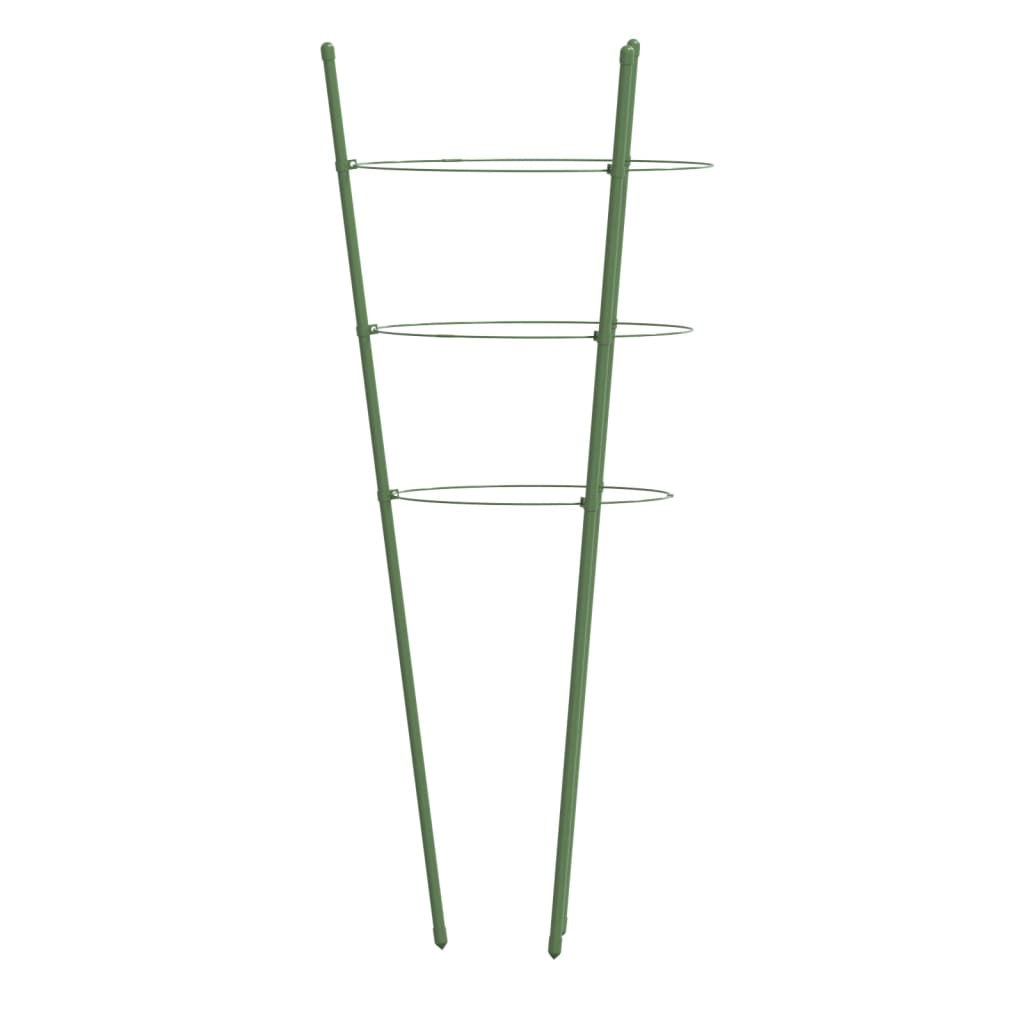Opory pro zahradní rostliny se 3 kroužky 5 ks zelené 45 cm ocel