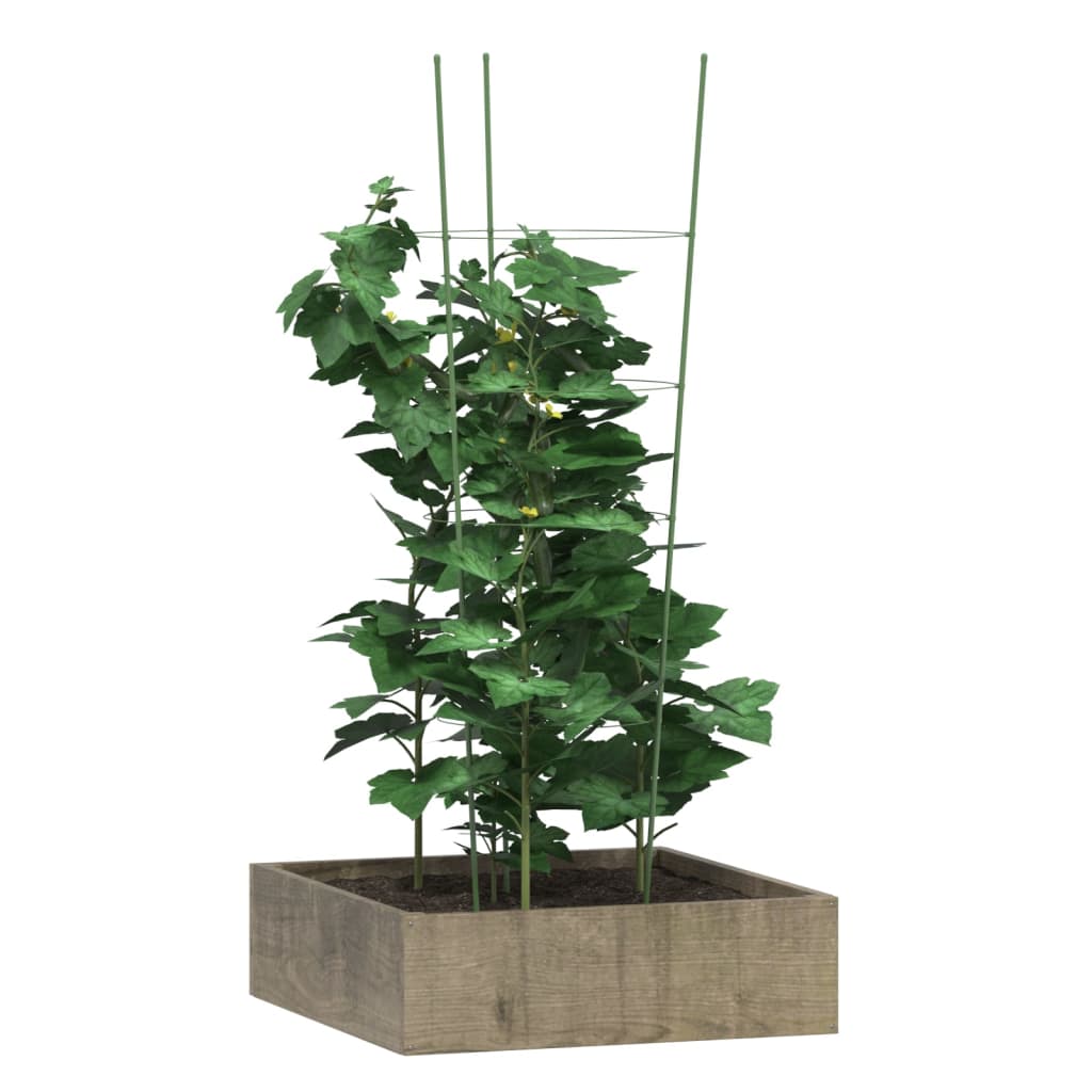 Opory pro zahradní rostliny se 4 kroužky 5 ks zelené 90 cm ocel