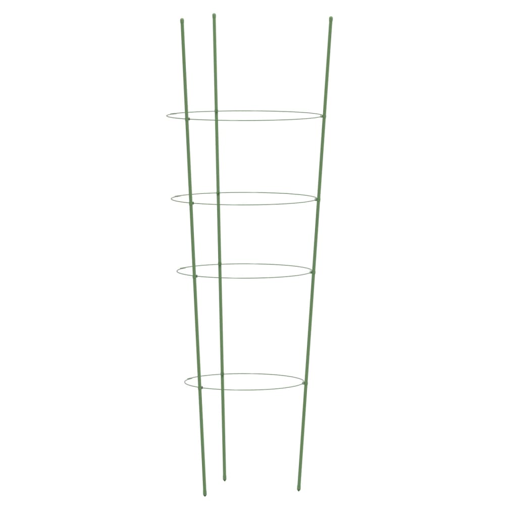 Opory pro zahradní rostliny se 4 kroužky 5 ks zelené 90 cm ocel