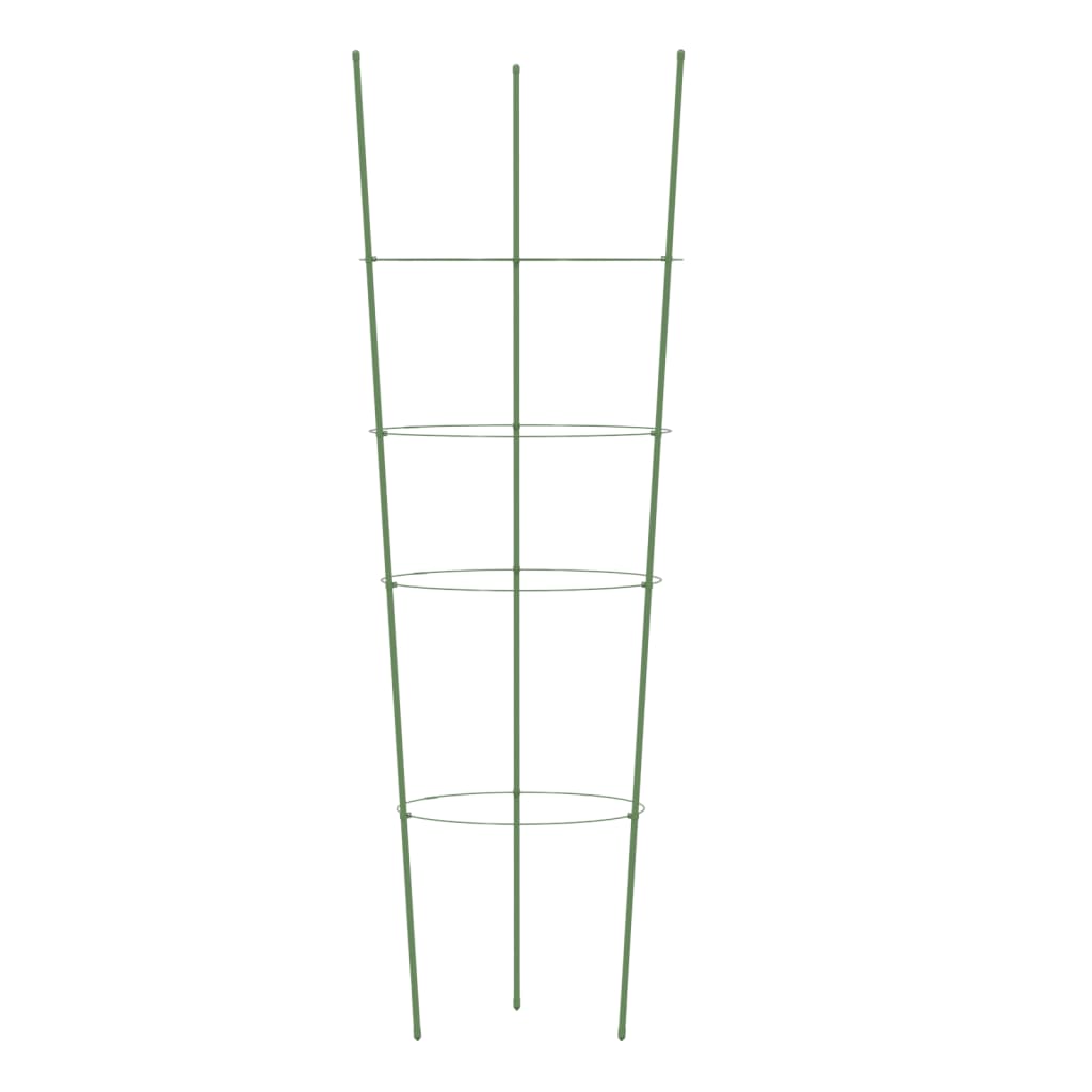 Opory pro zahradní rostliny se 4 kroužky 5 ks zelené 90 cm ocel