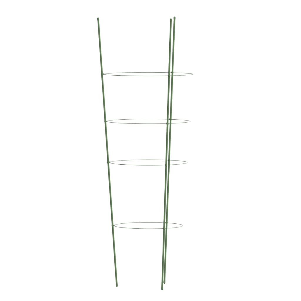 Opory pro zahradní rostliny se 4 kroužky 5 ks zelené 90 cm ocel
