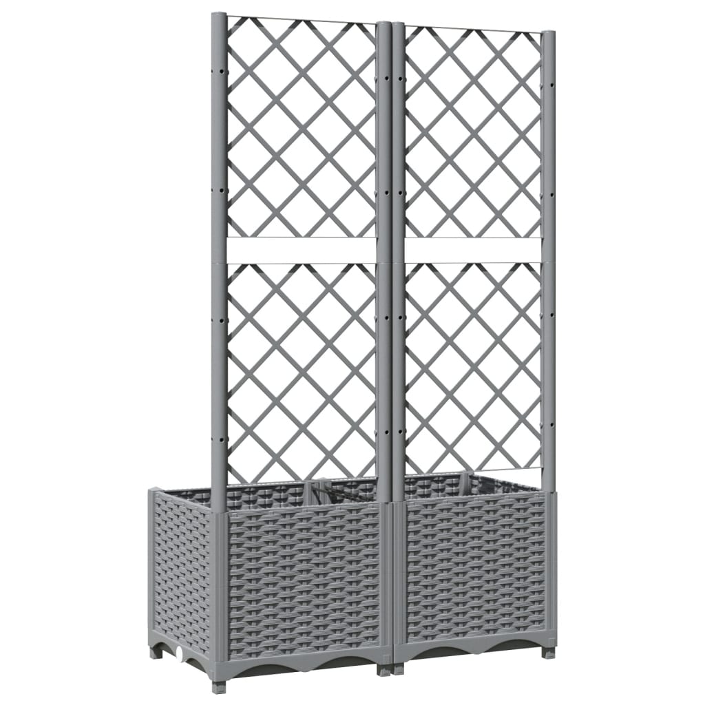 Zahradní truhlík s treláží světle šedý 80 x 40 x 136 cm PP
