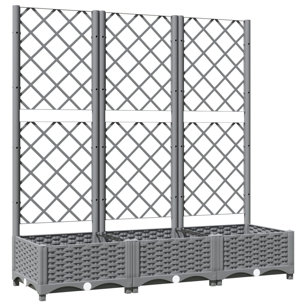 Zahradní truhlík s treláží světle šedý 120 x 40 x 121,5 cm PP