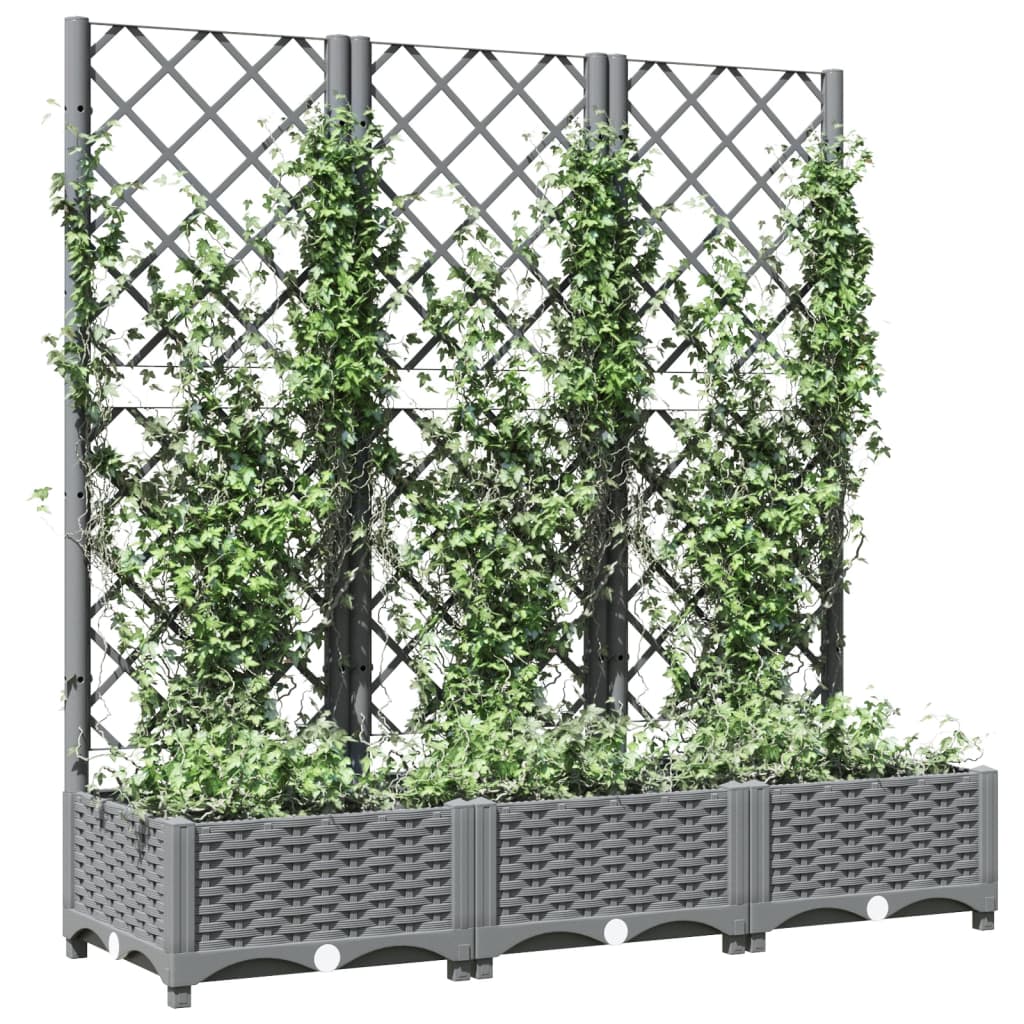 Zahradní truhlík s treláží světle šedý 120 x 40 x 121,5 cm PP