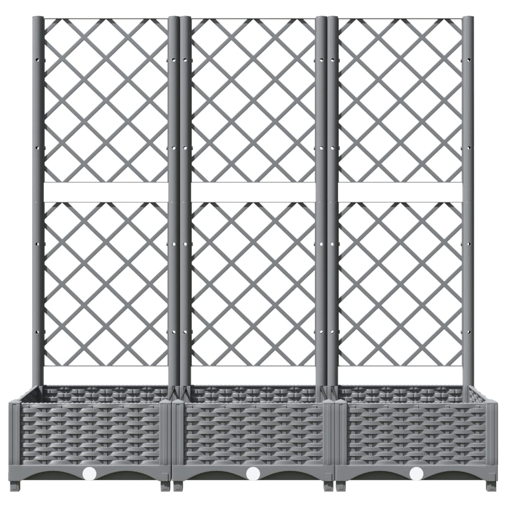 Zahradní truhlík s treláží světle šedý 120 x 40 x 121,5 cm PP