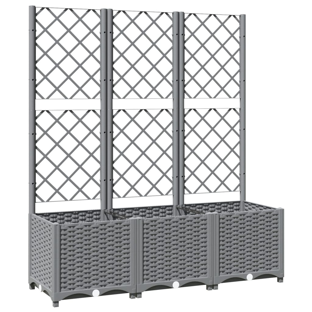 Zahradní truhlík s treláží světle šedý 120 x 40 x 136 cm PP