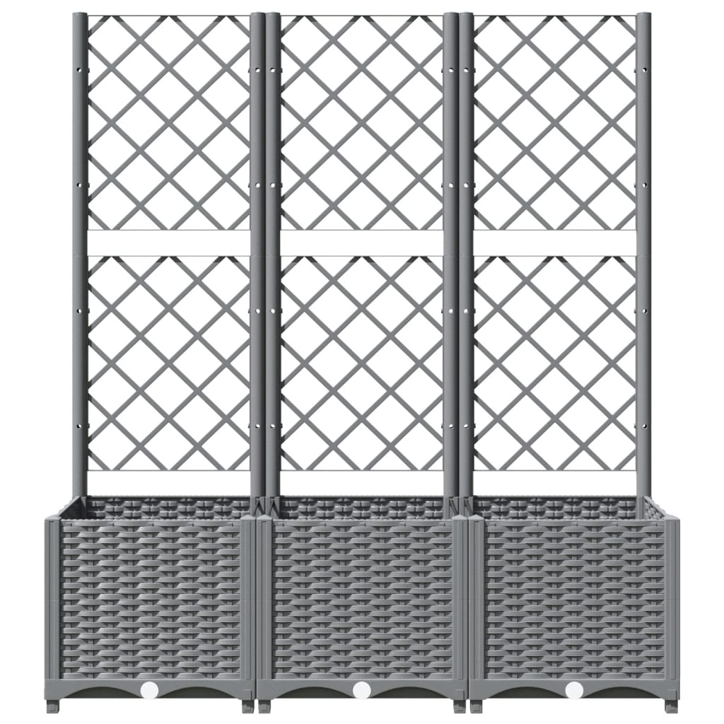 Zahradní truhlík s treláží světle šedý 120 x 40 x 136 cm PP