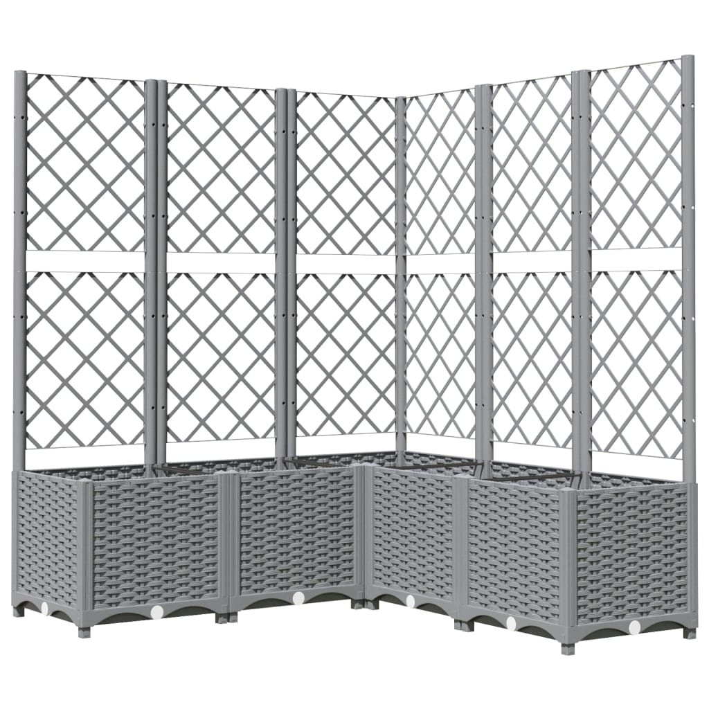 Zahradní truhlík s treláží světle šedý 120 x 120 x 136 cm PP