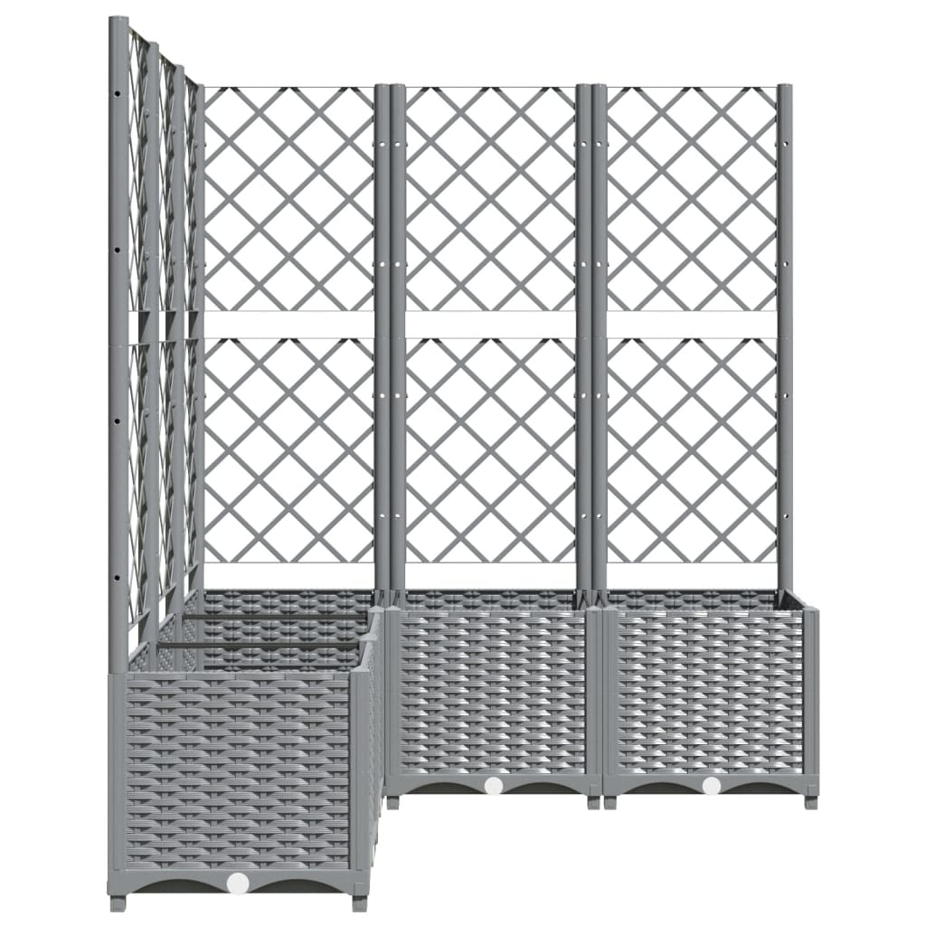 Zahradní truhlík s treláží světle šedý 120 x 120 x 136 cm PP