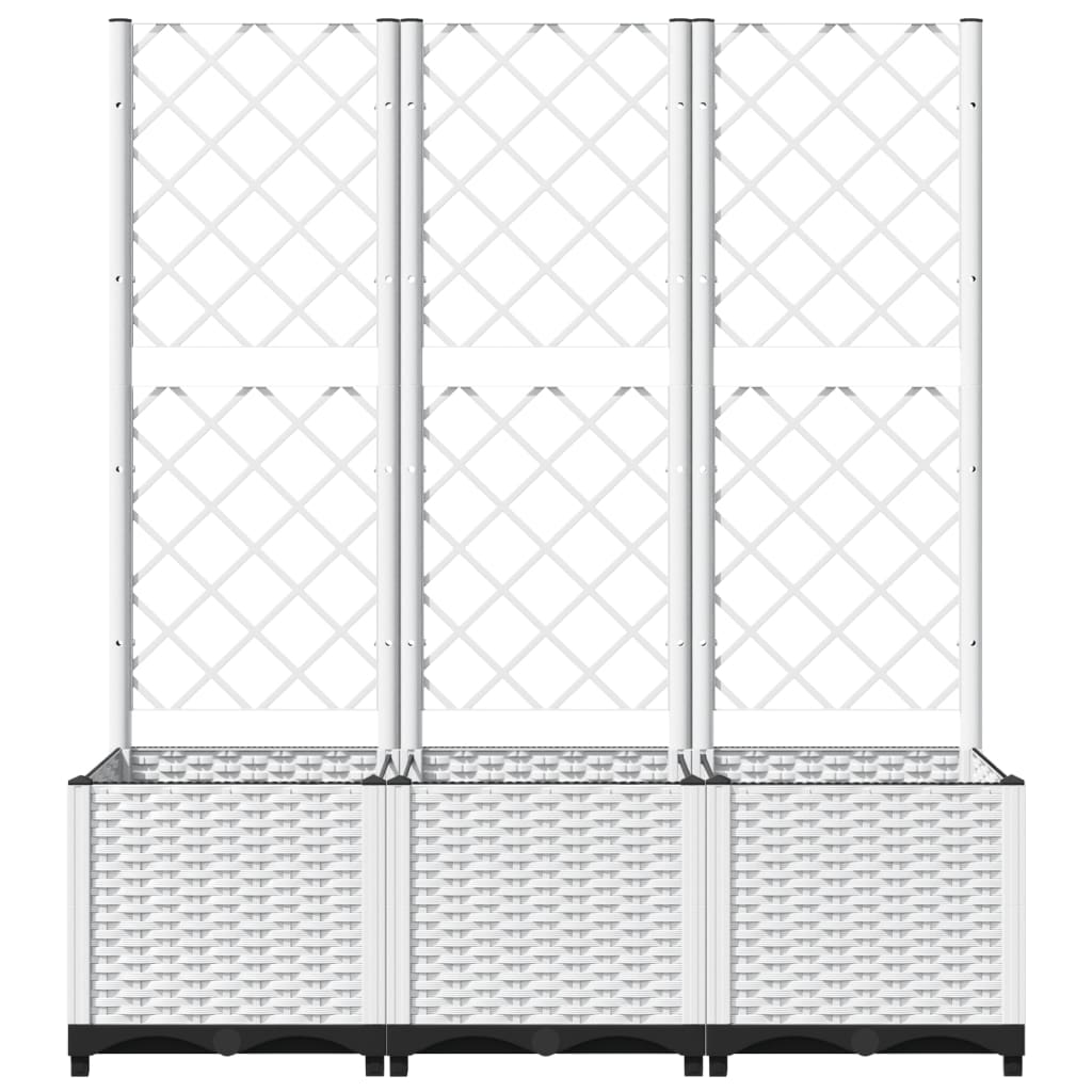Zahradní truhlík s treláží bílý 120 x 40 x 136 cm PP