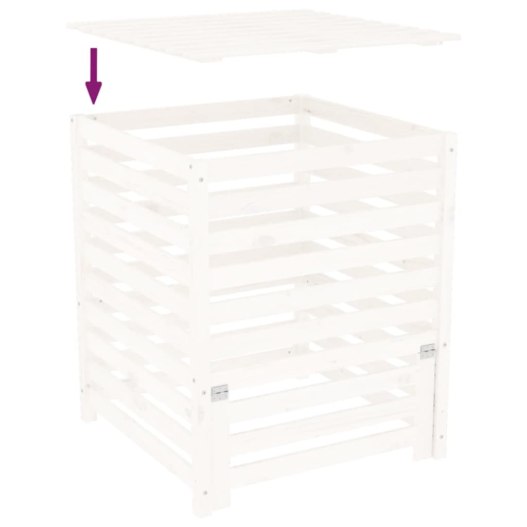 Kompostér bílý 82,5 x 82,5 x 99,5 cm masivní borové dřevo
