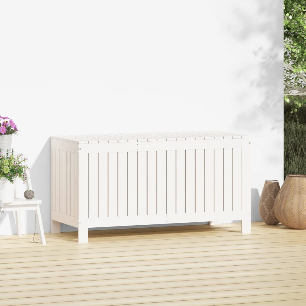 Zahradní úložný box bílý 115 x 49 x 60 cm masivní borové dřevo