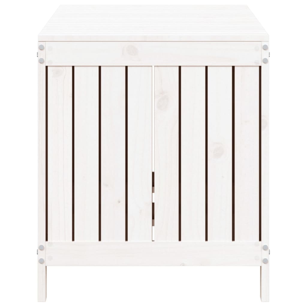 Zahradní úložný box bílý 121 x 55 x 64 cm masivní borové dřevo