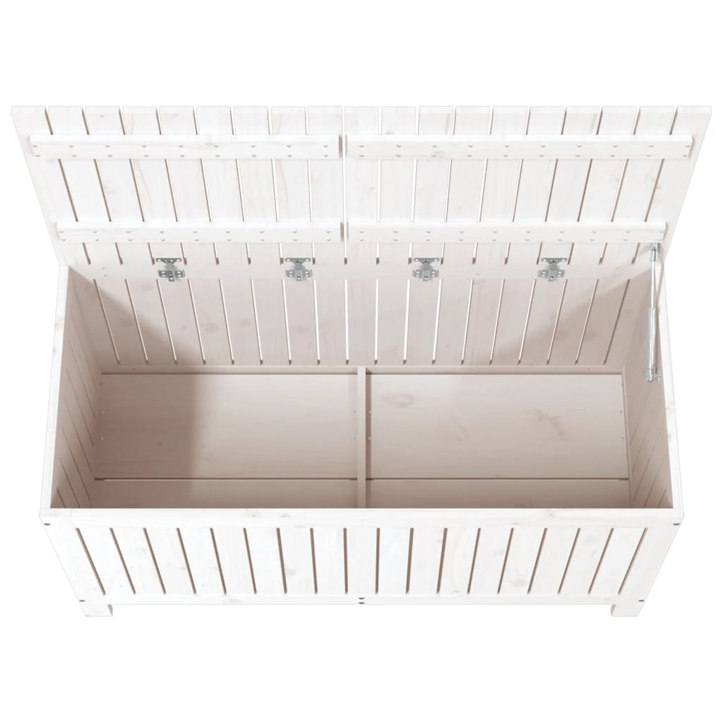 Zahradní úložný box bílý 121 x 55 x 64 cm masivní borové dřevo