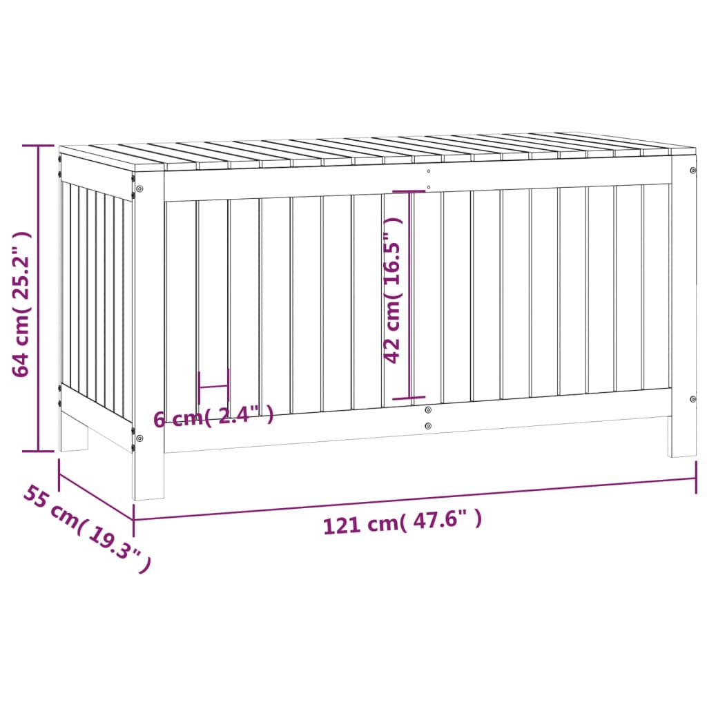 Zahradní úložný box bílý 121 x 55 x 64 cm masivní borové dřevo