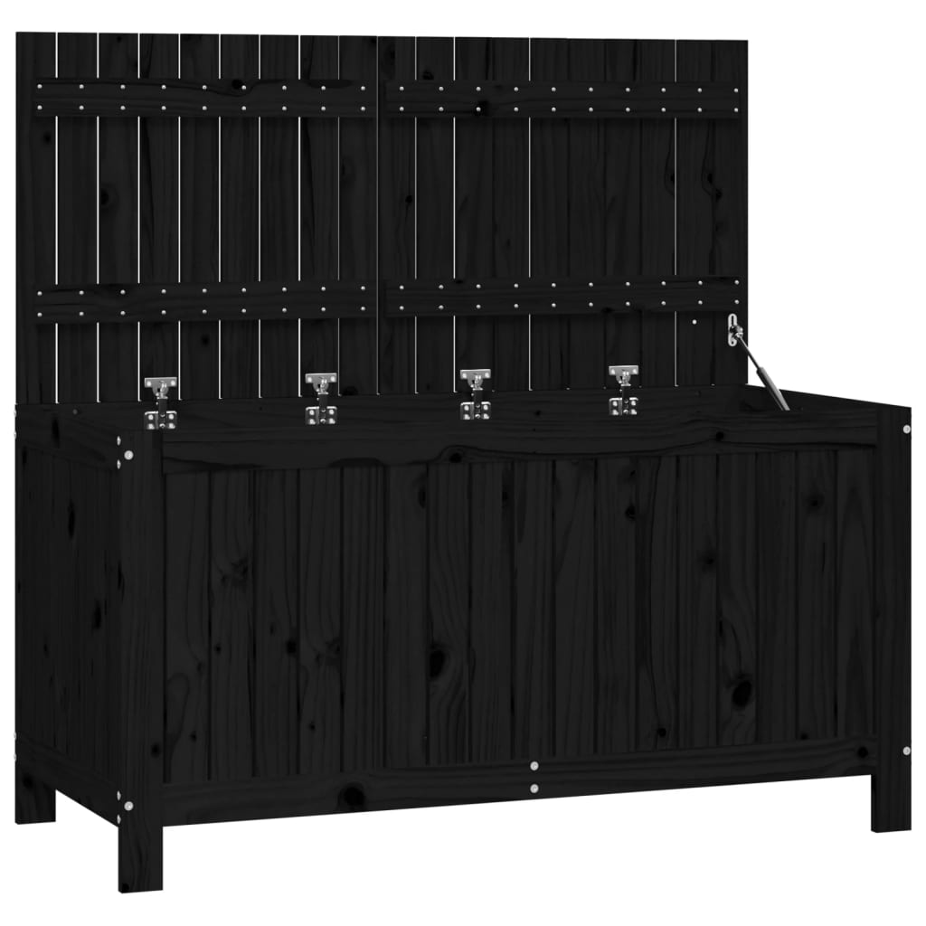 Zahradní úložný box černý 121 x 55 x 64 cm masivní borové dřevo