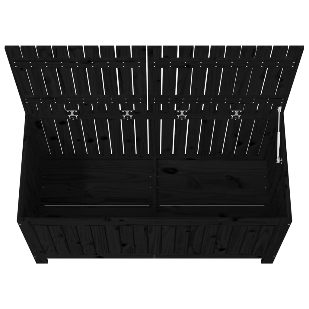 Zahradní úložný box černý 121 x 55 x 64 cm masivní borové dřevo