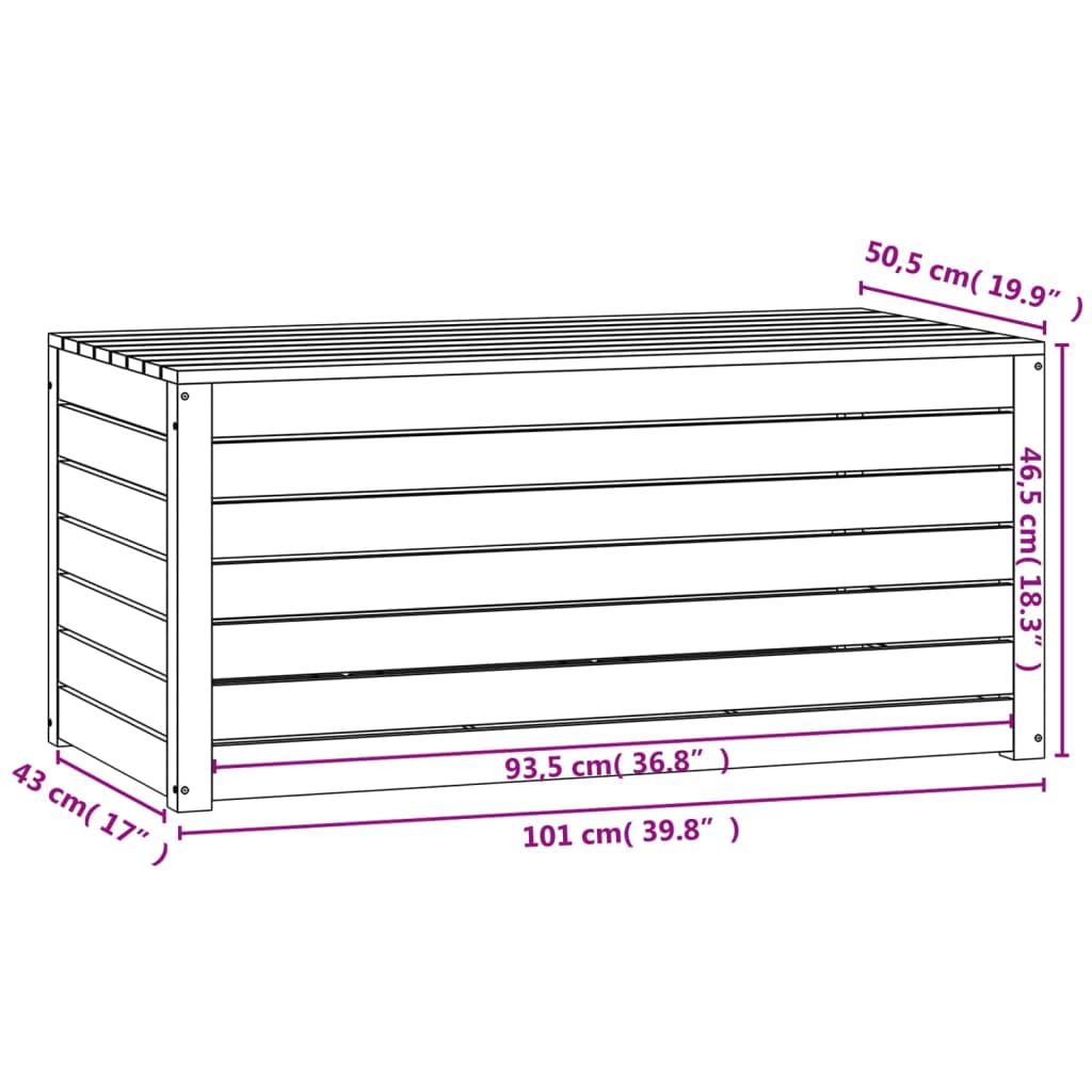 Zahradní box šedý 101 x 50,5 x 46,5 cm masivní borové dřevo