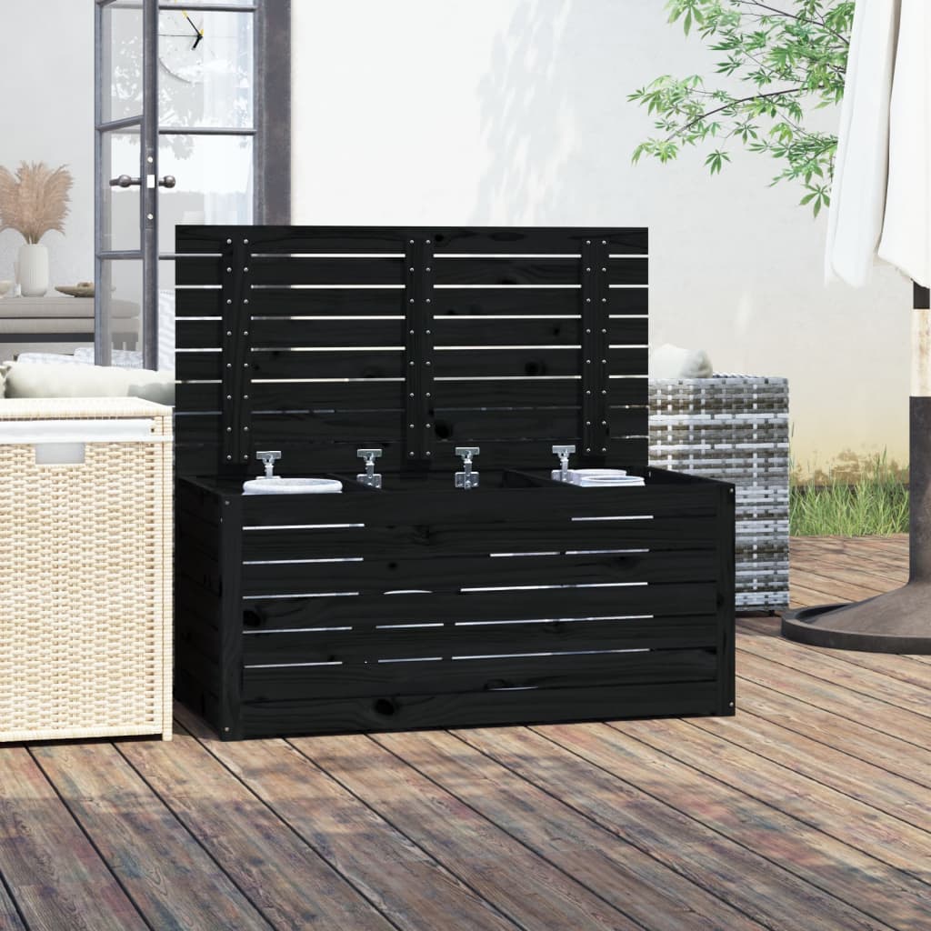 Zahradní box černý 101 x 50,5 x 46,5 cm masivní borové dřevo