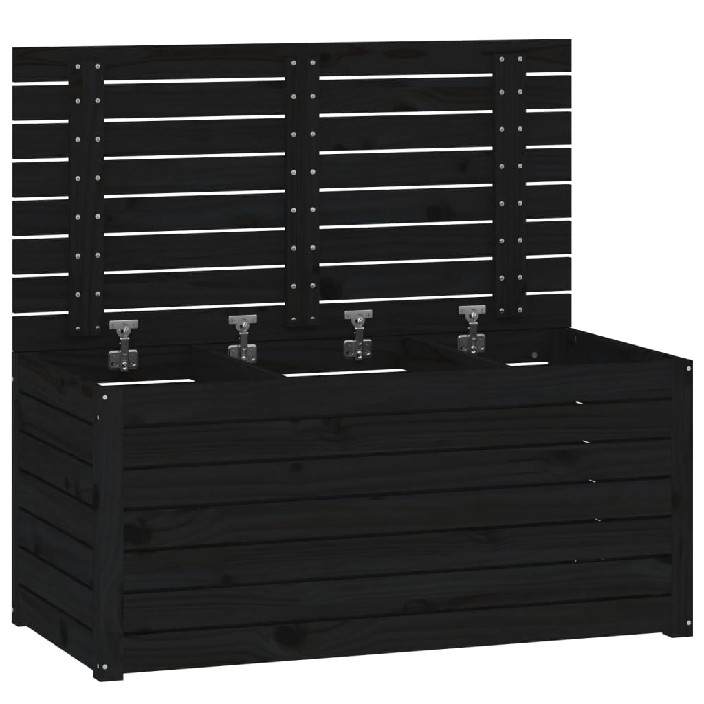 Zahradní box černý 101 x 50,5 x 46,5 cm masivní borové dřevo