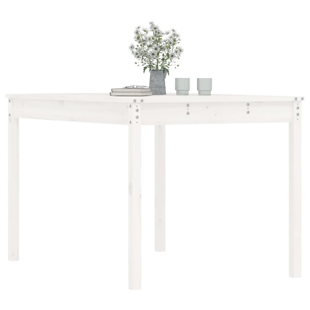 Zahradní stůl bílý 121 x 82,5 x 76 cm masivní borové dřevo