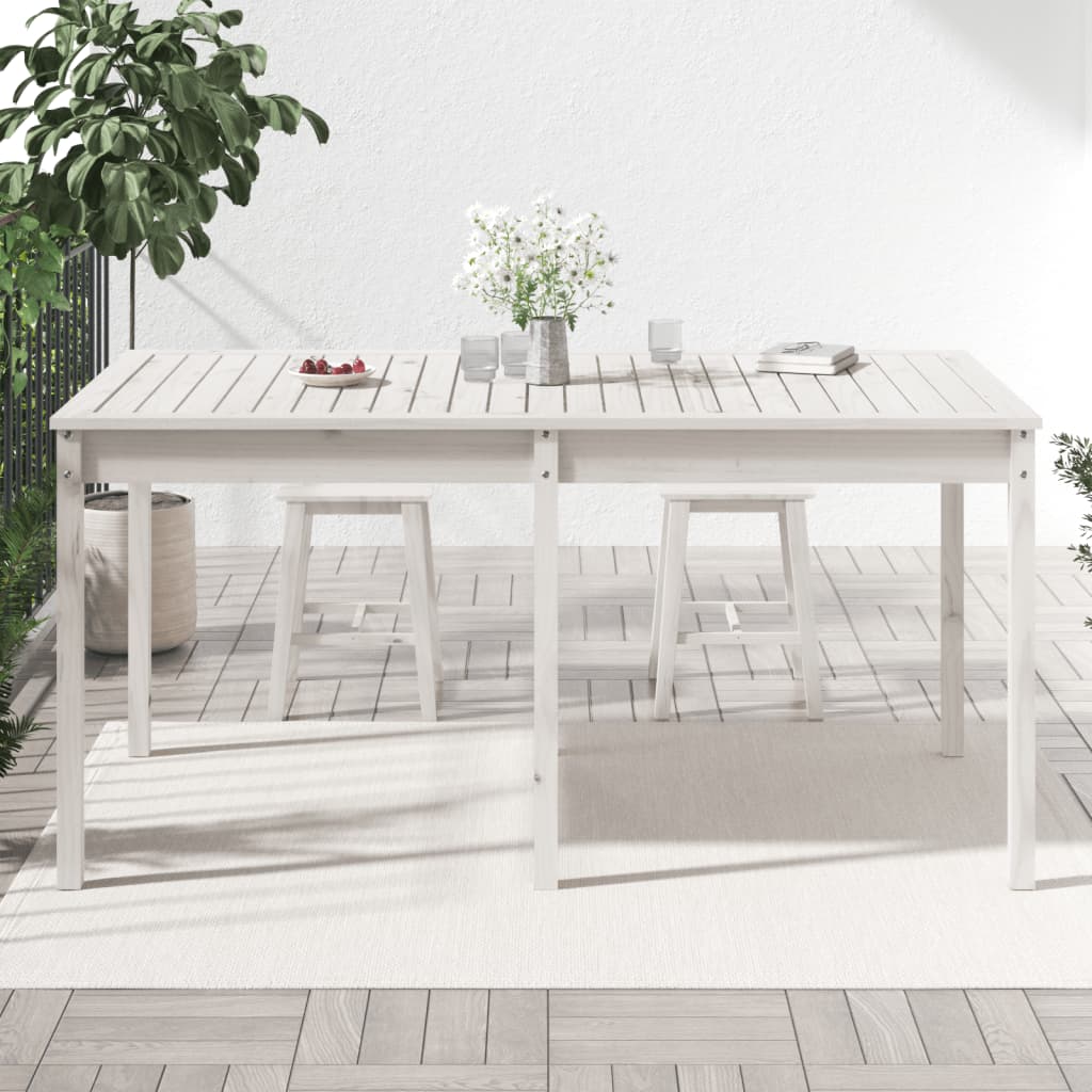Zahradní stůl bílý 159,5 x 82,5 x 76 cm masivní borové dřevo