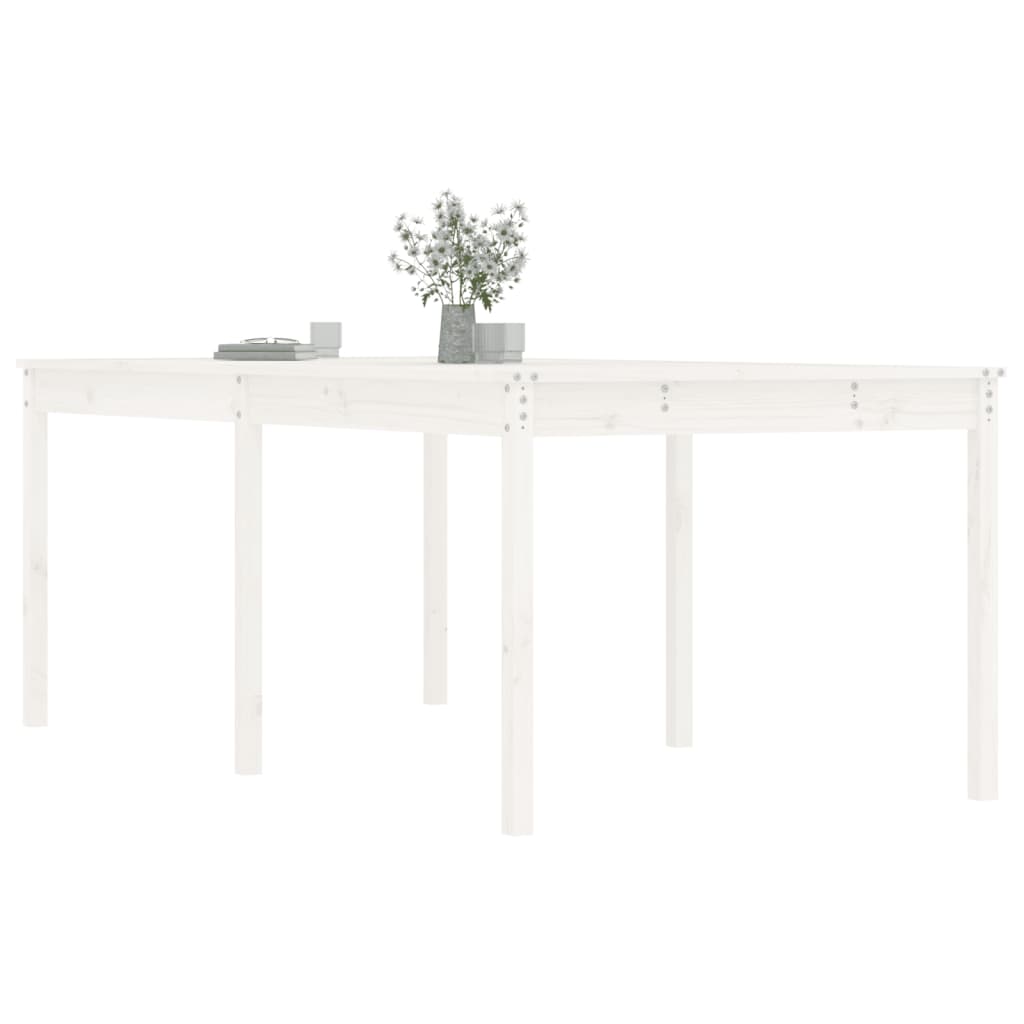 Zahradní stůl bílý 203,5 x 100 x 76 cm masivní borové dřevo