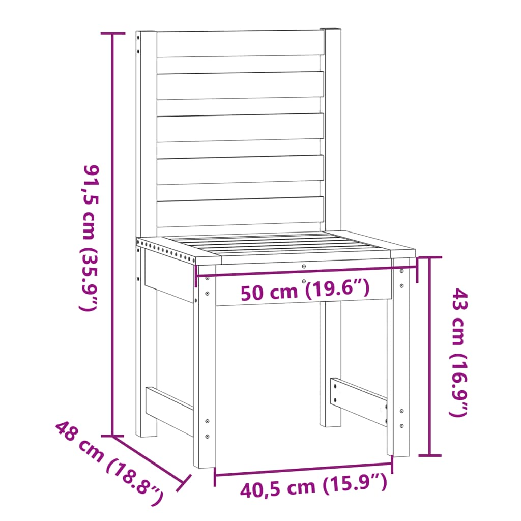 Zahradní židle 2 ks 50x48x91,5 cm masivní borové dřevo