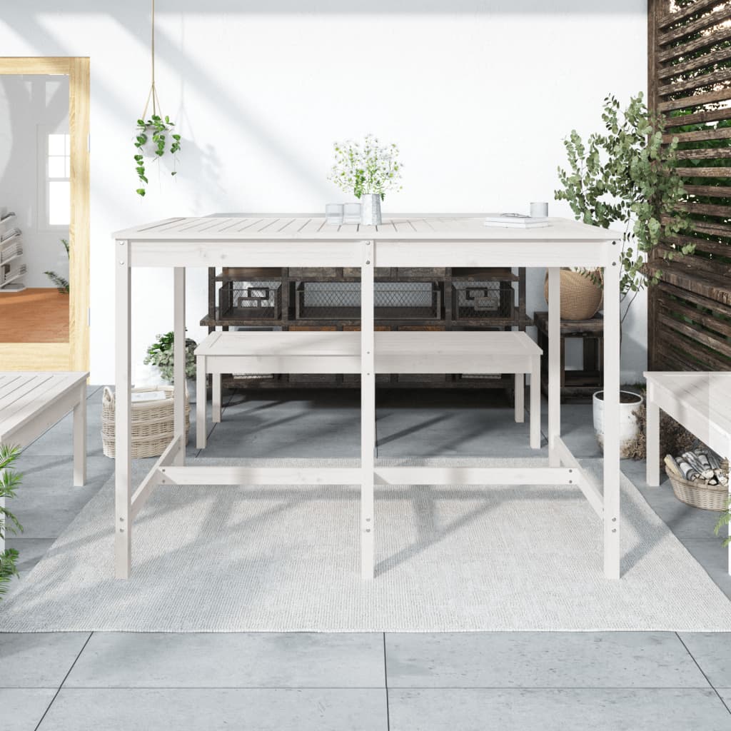 Zahradní stůl bílý 159,5 x 82,5 x 110 cm masivní borové dřevo