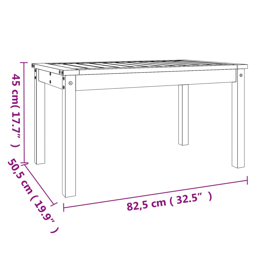Zahradní stůl 82,5 x 50,5 x 45 cm masivní borové dřevo