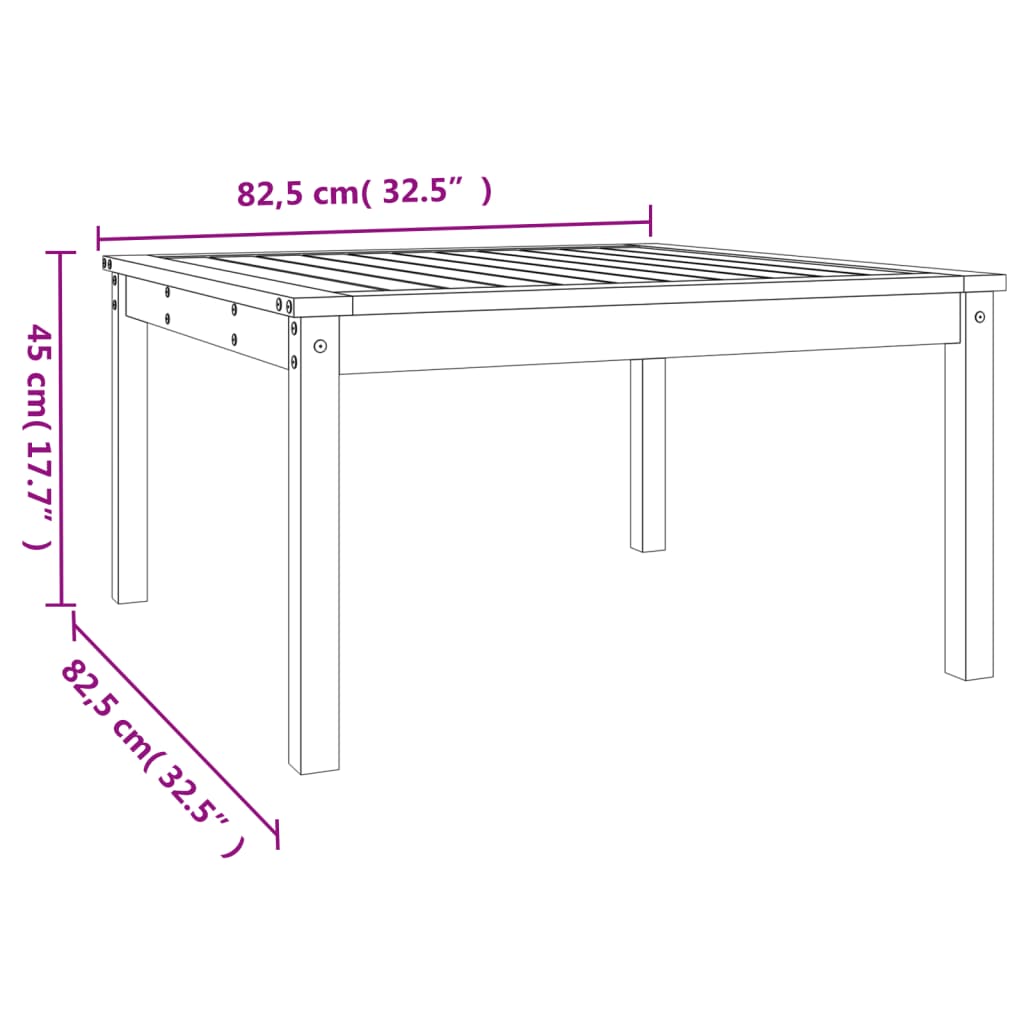Zahradní stůl bílý 82,5 x 82,5 x 45 cm masivní borové dřevo