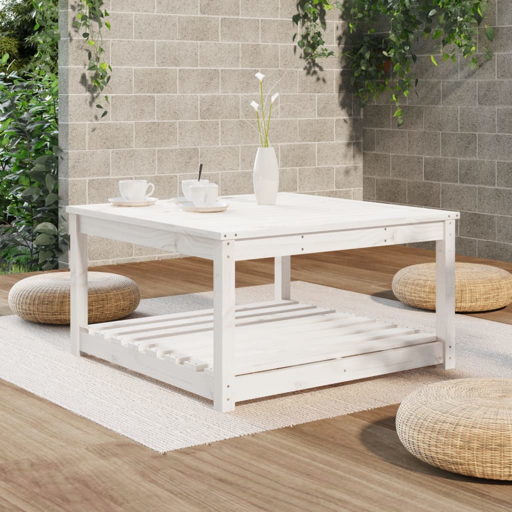 Zahradní stůl bílý 82,5 x 82,5 x 45 cm masivní borové dřevo
