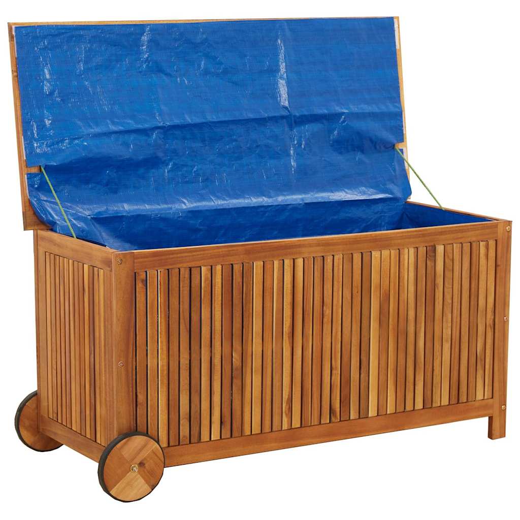 Zahradní úložný box s kolečky 113 x 50 x 58 cm masivní akácie