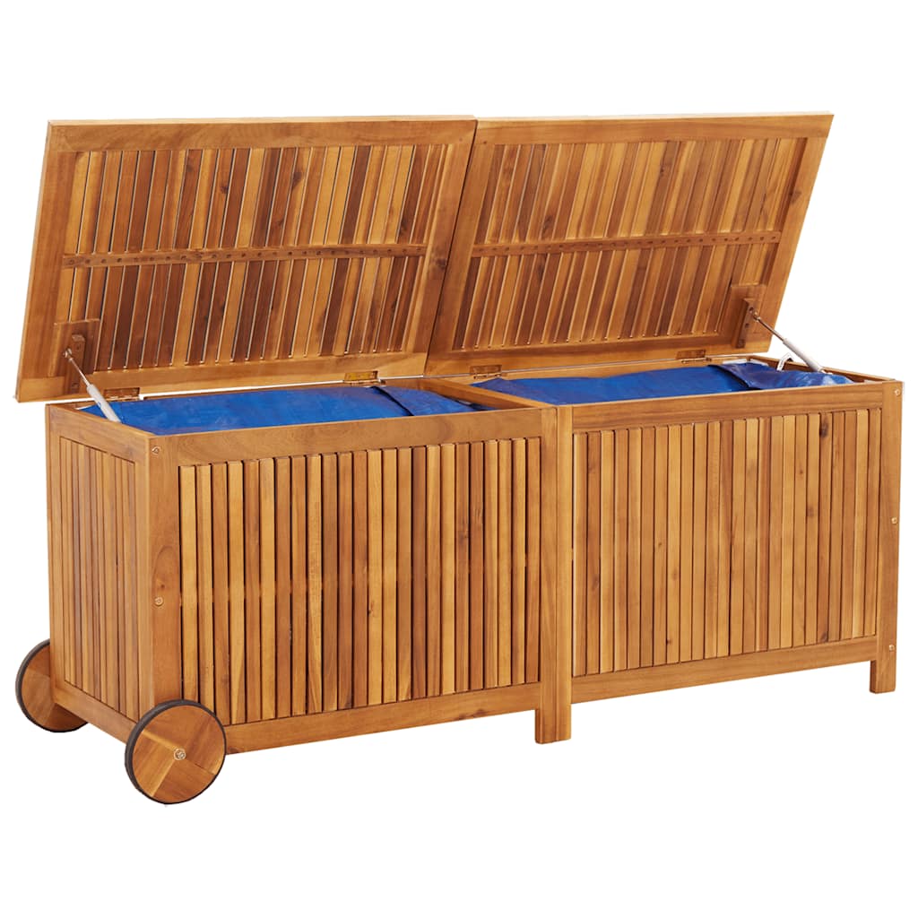 Zahradní úložný box s kolečky 150 x 50 x 58 cm masivní akácie