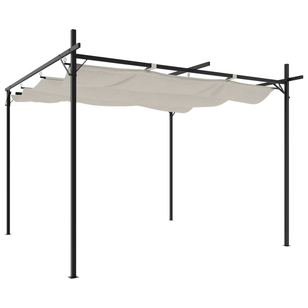 Pergola se zatahovací střechou krémová 295 x 292 x 230 cm