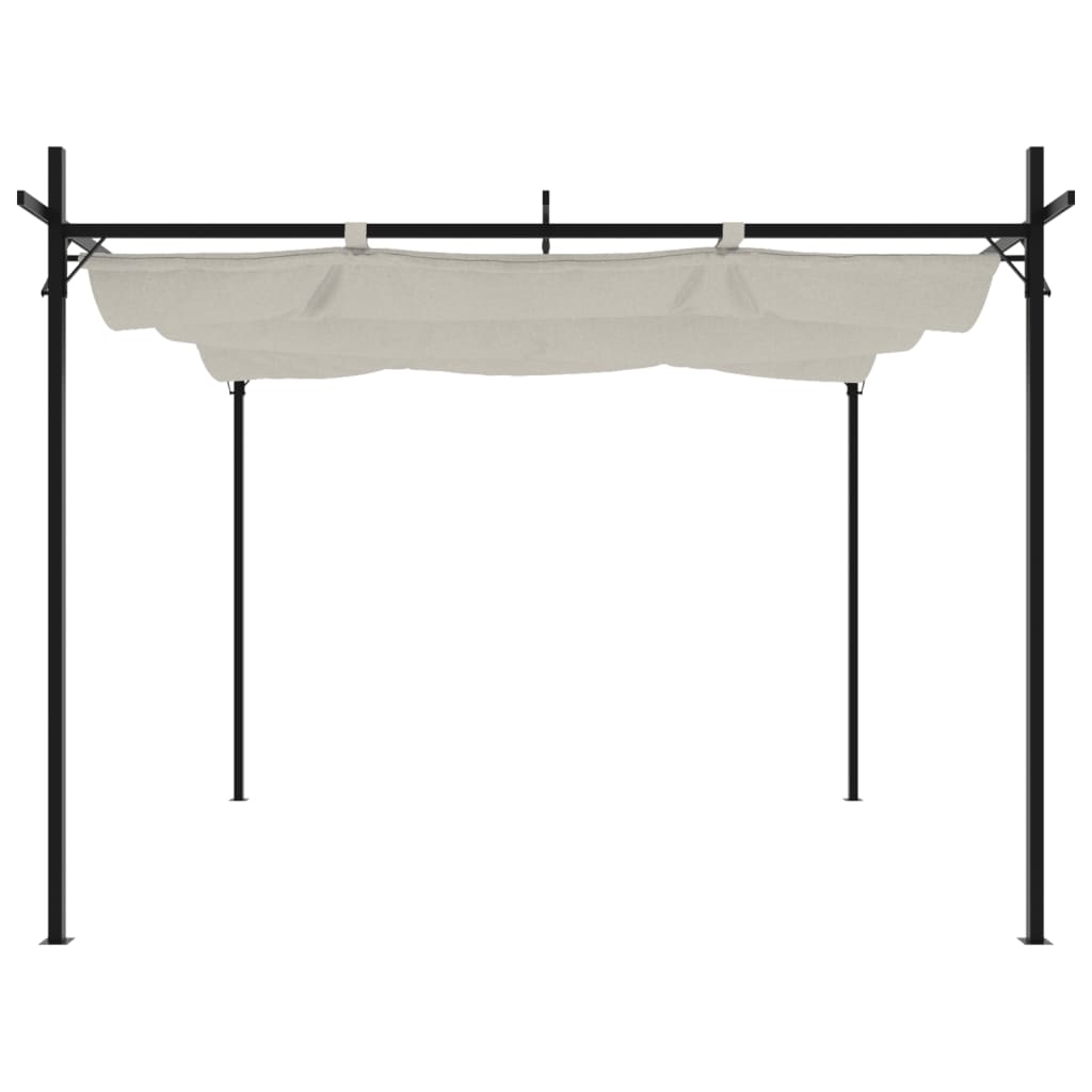 Pergola se zatahovací střechou krémová 295 x 292 x 230 cm