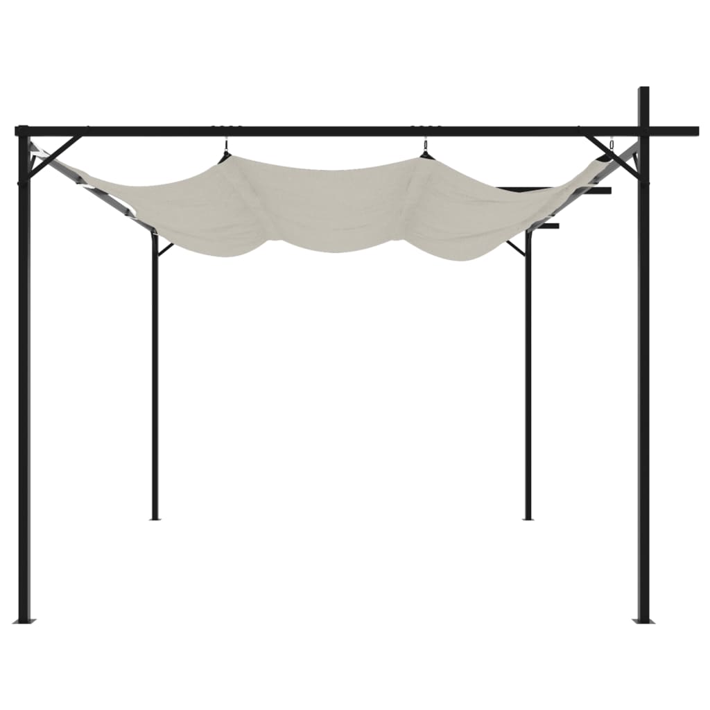 Pergola se zatahovací střechou krémová 295 x 292 x 230 cm