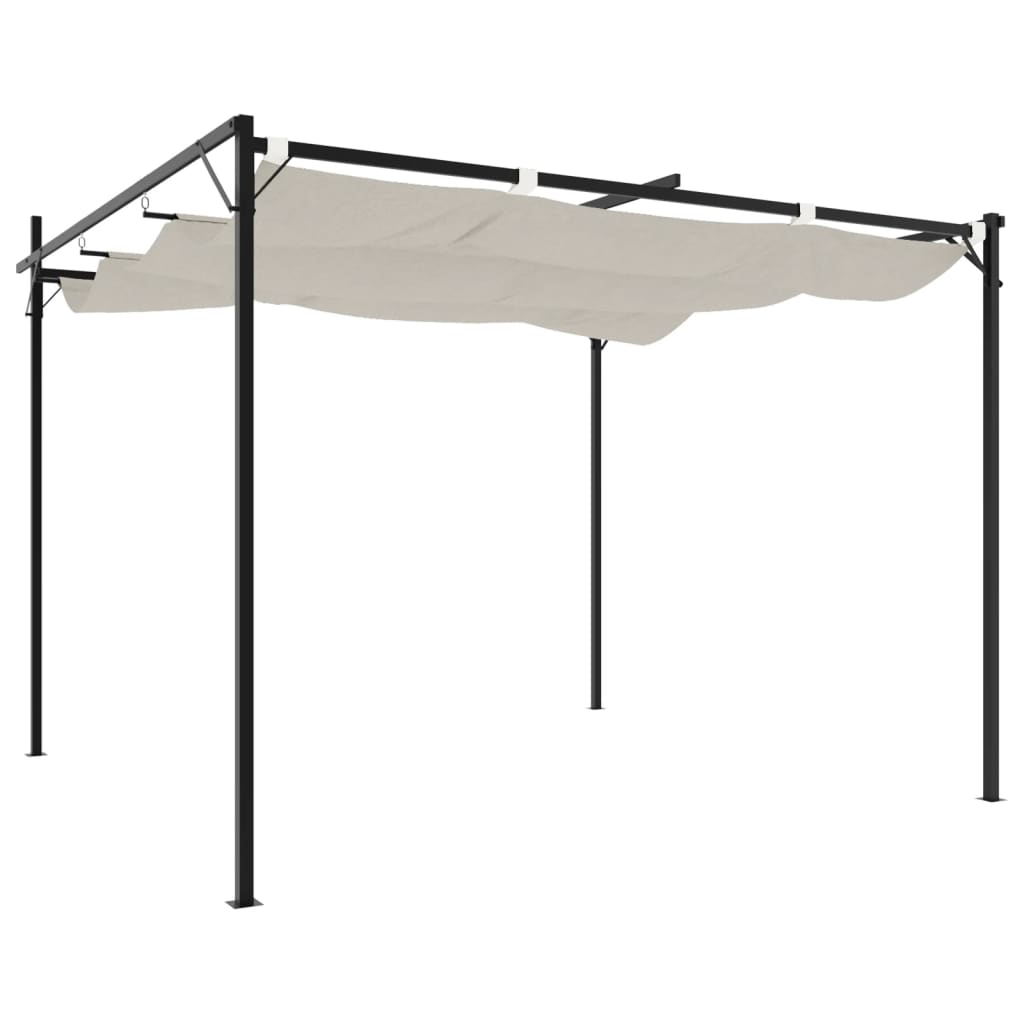 Pergola se zatahovací střechou krémová 295 x 292 x 230 cm