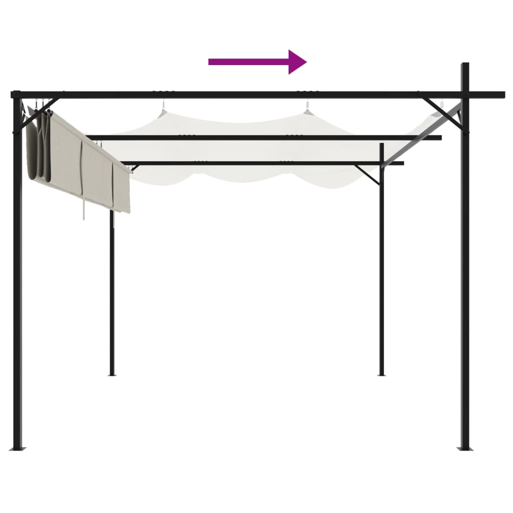 Pergola se zatahovací střechou krémová 295 x 292 x 230 cm