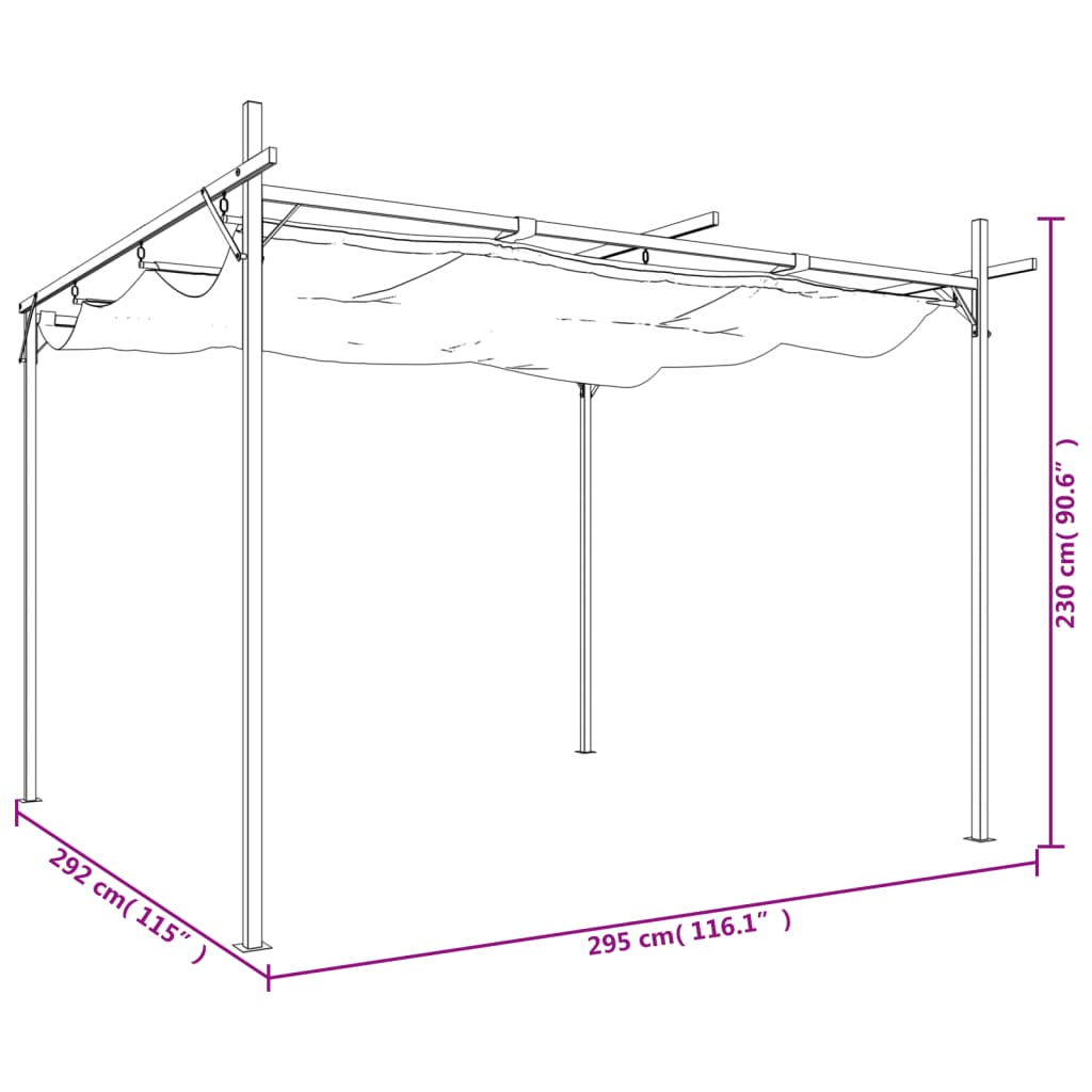 Pergola se zatahovací střechou krémová 295 x 292 x 230 cm