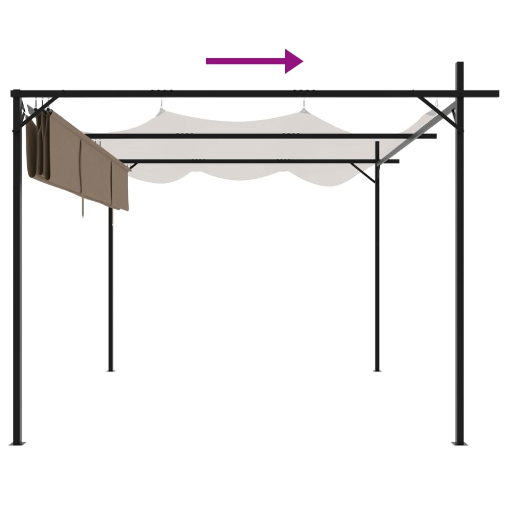Pergola se zatahovací střechou taupe 295 x 292 x 230 cm