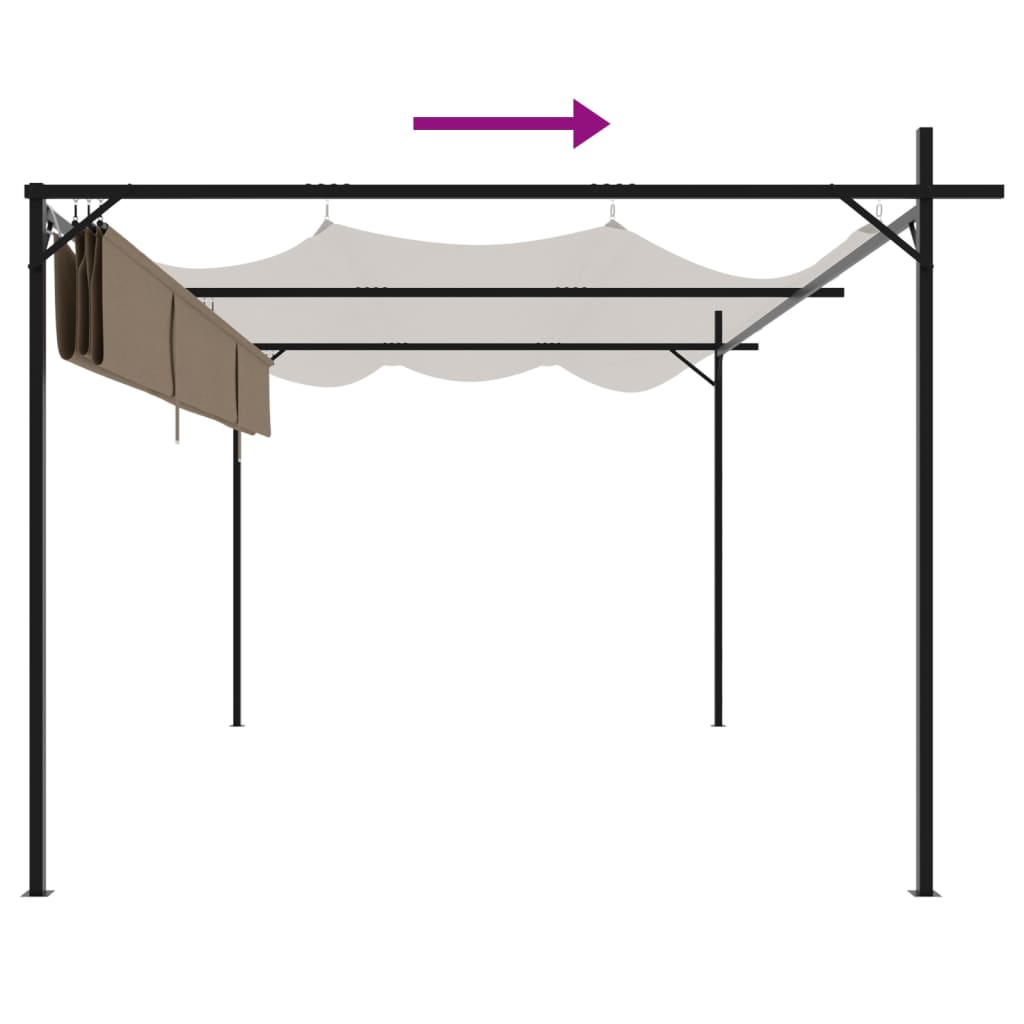 Pergola se zatahovací střechou taupe 395 x 292 x 230 cm