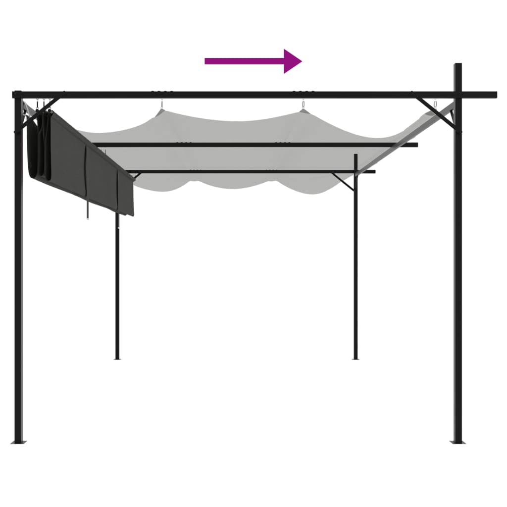 Pergola se zatahovací střechou antracitová 395 x 292 x 230 cm