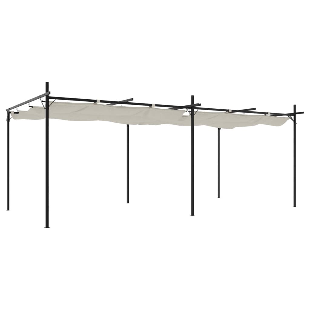 Pergola se zatahovací střechou krémová 589 x 292 x 230 cm