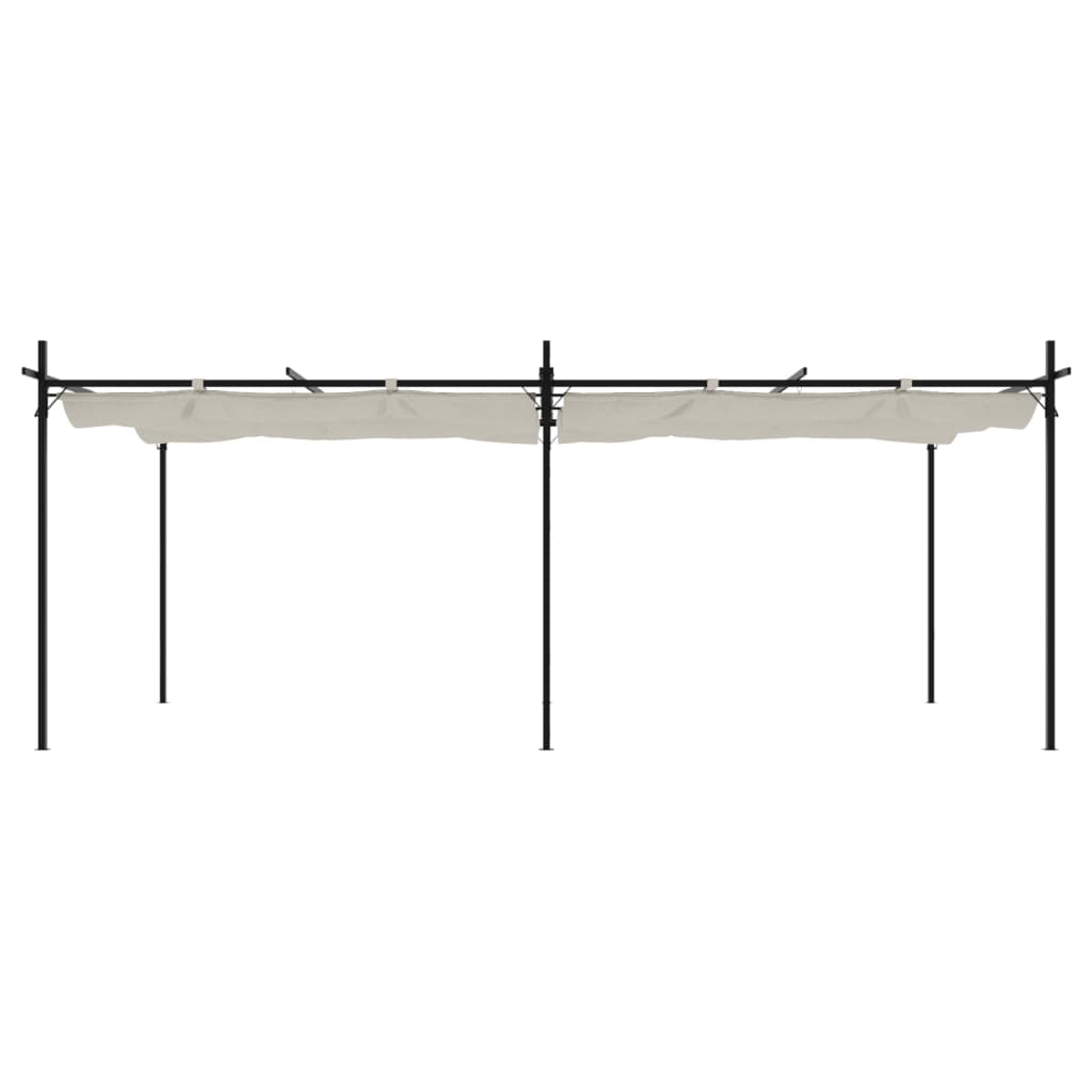 Pergola se zatahovací střechou krémová 589 x 292 x 230 cm