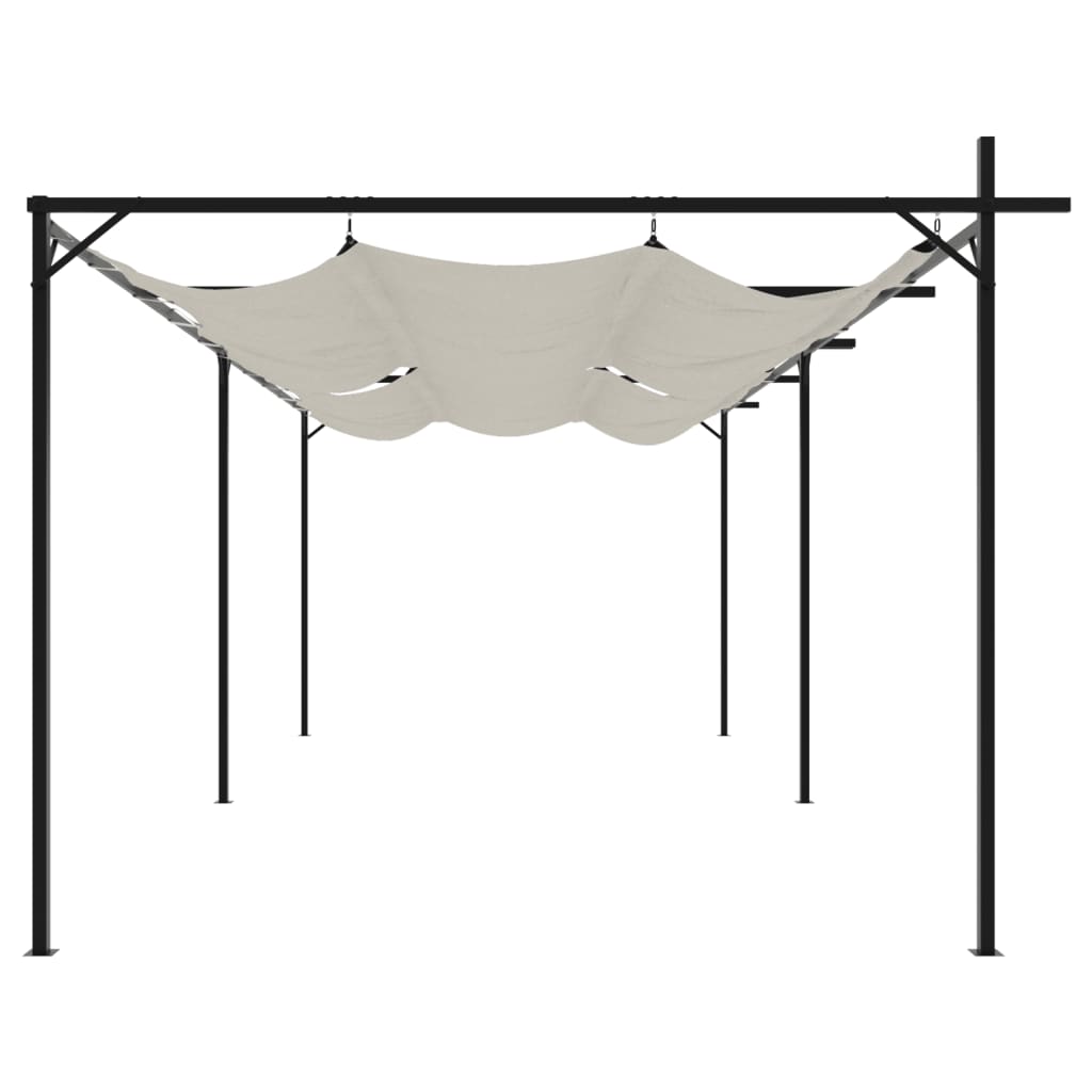 Pergola se zatahovací střechou krémová 589 x 292 x 230 cm