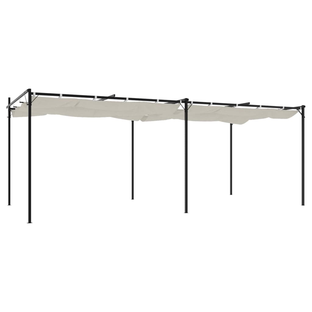 Pergola se zatahovací střechou krémová 589 x 292 x 230 cm