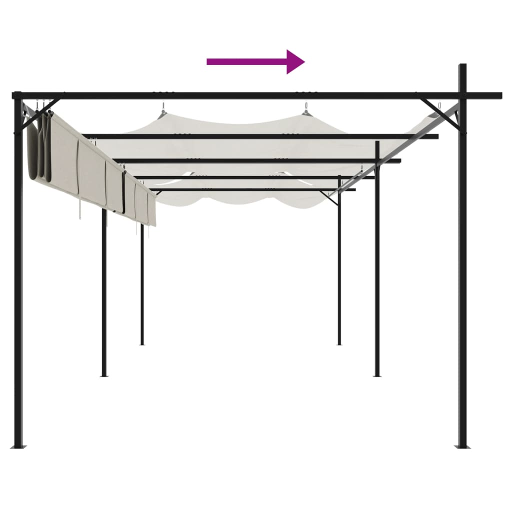 Pergola se zatahovací střechou krémová 589 x 292 x 230 cm