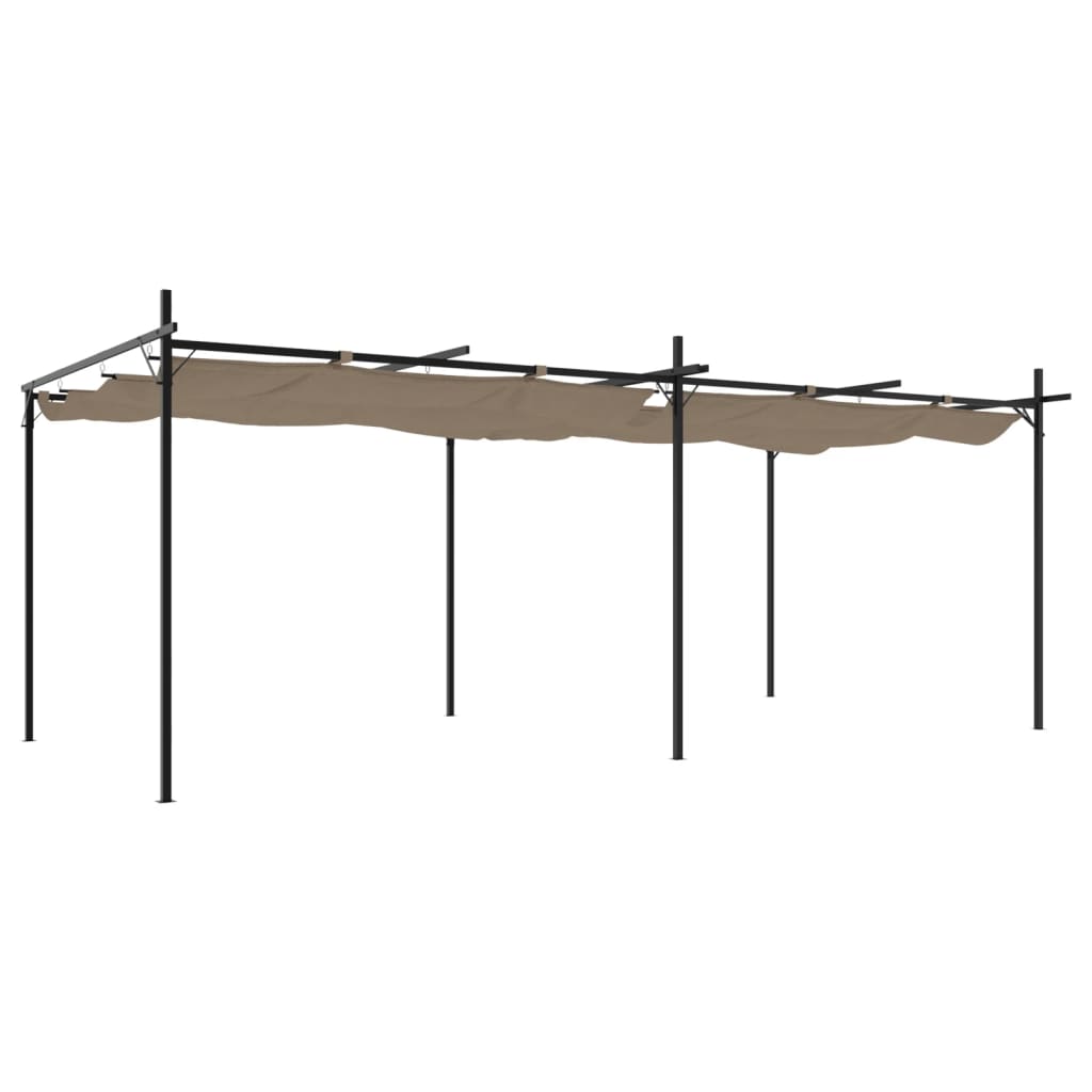 Pergola se zatahovací střechou taupe 589 x 292 x 230 cm